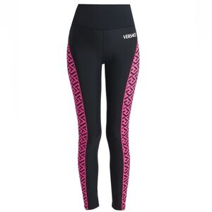 Versace Black Leggings with Pink Geometric Design
